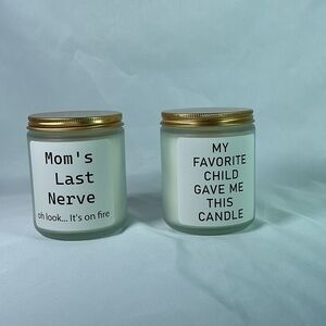 Humorous White Candles with Gold Lids